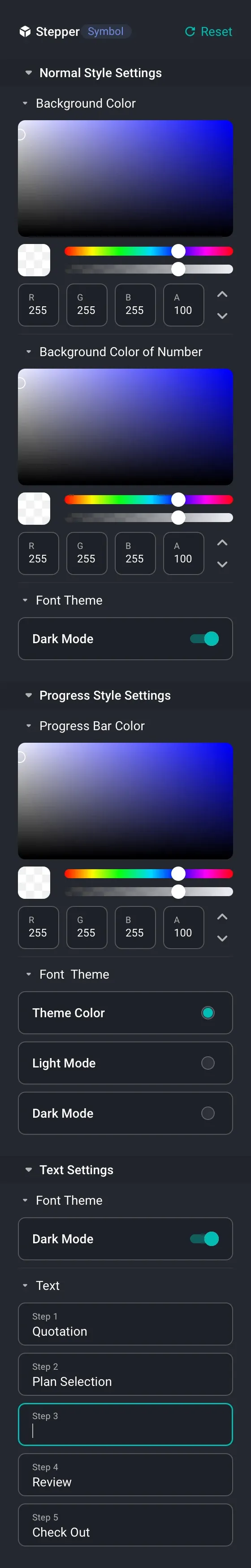 Responsive preview — stepper