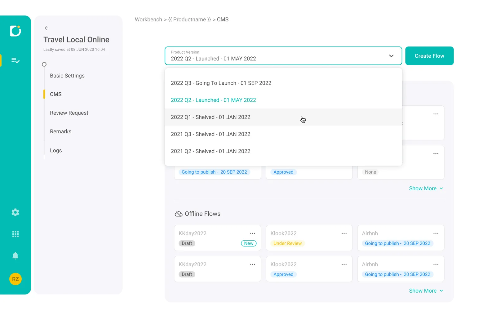 Product version — launch states