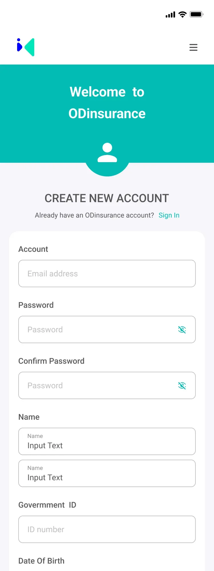 Sign-up — mobile