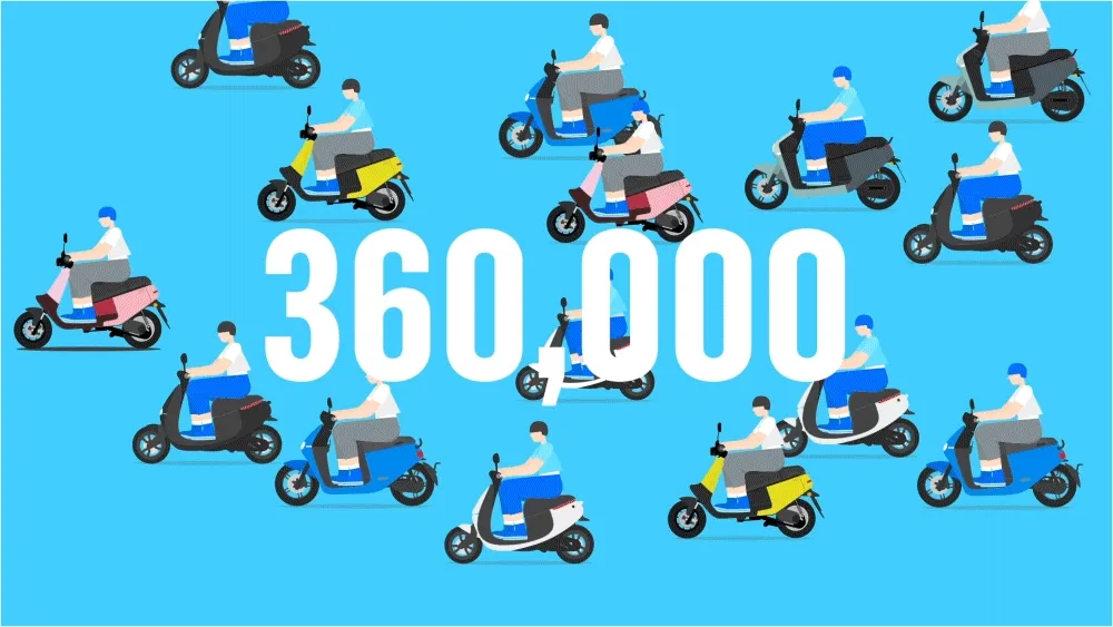 360,000 riders