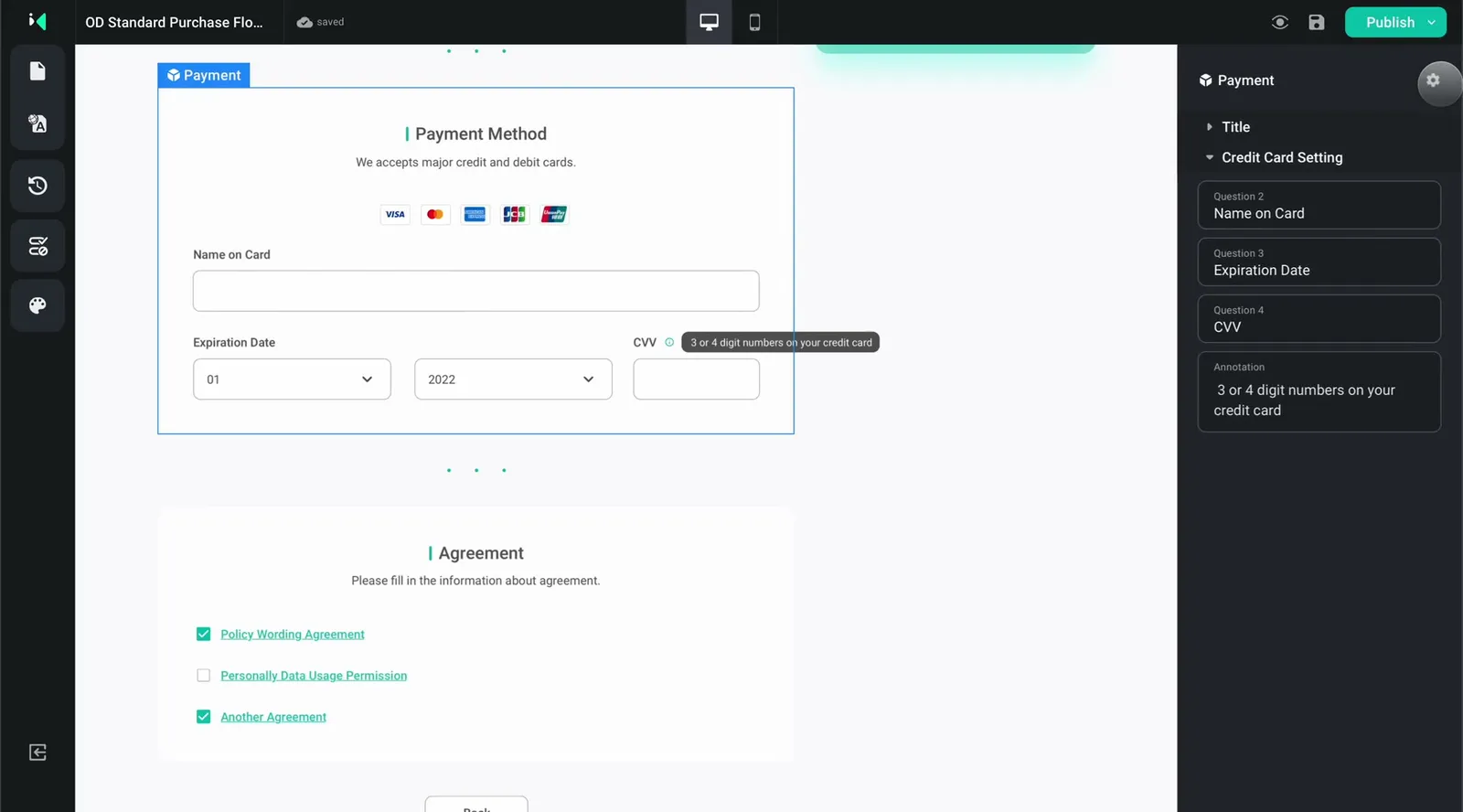 Properties subpanel